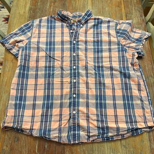 The Foundry Supply Co Mens Shirt 3XL Peach Blue Plaid